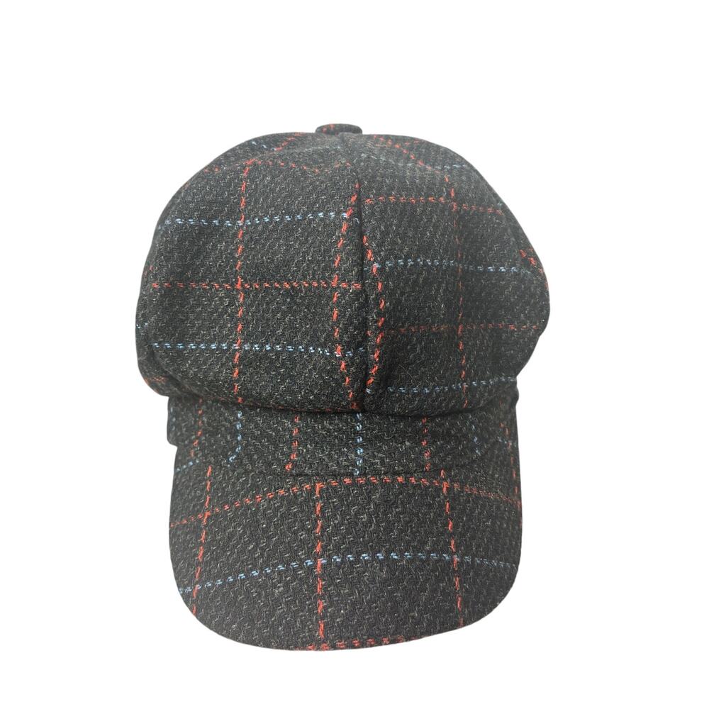 Magid Women's Retro Plaid Newsboy Cap Hat Tweed Black Red Blue